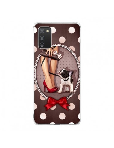 Coque Samsung A02S Lady Jambes Chien Dog Pois Noeud papillon - Maryline Cazenave