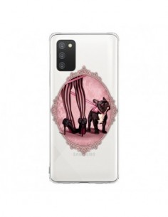 Coque Samsung A02S Lady Jambes Chien Bulldog Dog Rose...