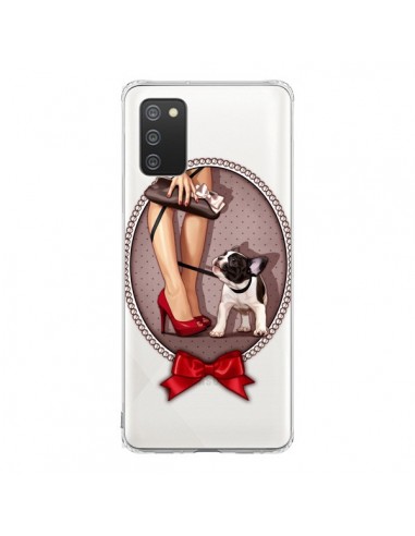 Coque Samsung A02S Lady Jambes Chien Bulldog Dog Pois Noeud Papillon Transparente - Maryline Cazenave