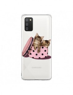 Coque Samsung A02S Chaton Chat Kitten Boite Pois...