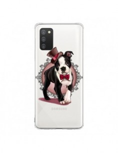 Coque Samsung A02S Chien Bulldog Dog Gentleman Noeud...