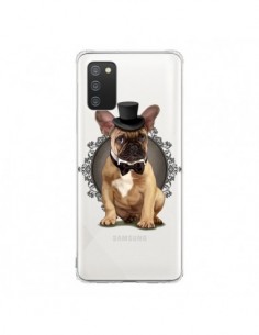 Coque Samsung A02S Chien Bulldog Noeud Papillon Chapeau...