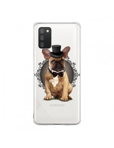 Coque Samsung A02S Chien Bulldog Noeud Papillon Chapeau Transparente - Maryline Cazenave