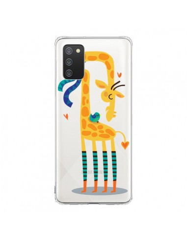 Coque Samsung A02S L'oiseau et la Girafe Amour Love Transparente - Maria Jose Da Luz