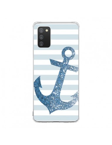 Coque Samsung A02S Ancre Bleu Navire - Monica Martinez