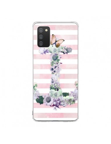 Coque Samsung A02S Ancre Rose Fleurs Navire - Monica Martinez