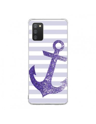 Coque Samsung A02S Ancre Violet Navire - Monica Martinez