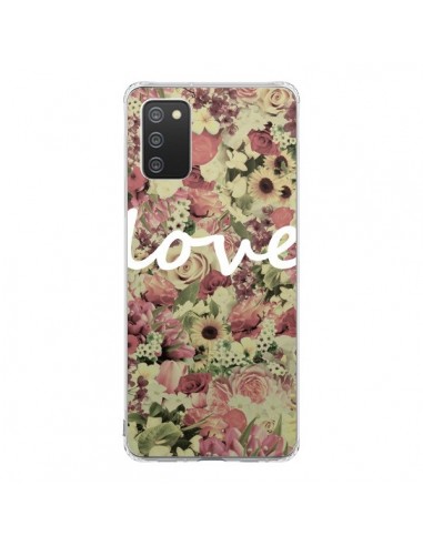 Coque Samsung A02S Love Blanc Flower - Monica Martinez