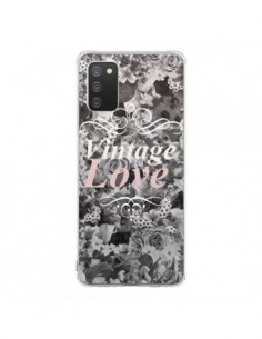 Coque Samsung A02S Vintage Love Noir Flower - Monica...