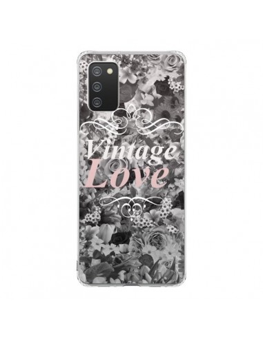 Coque Samsung A02S Vintage Love Noir Flower - Monica Martinez