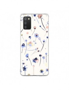 Coque Samsung A02S Blue Soft Flowers - Ninola Design