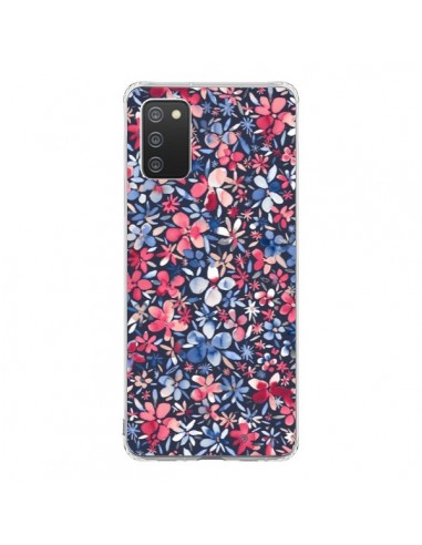 Coque Samsung A02S Colorful Little Flowers Navy - Ninola Design