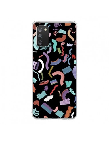 Coque Samsung A02S Curly and Zigzag Stripes Black - Ninola Design