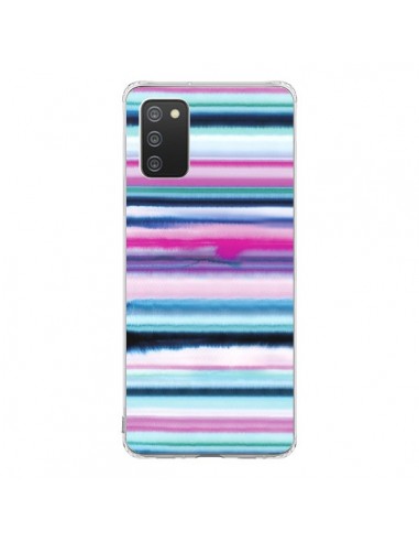 Coque Samsung A02S Degrade Stripes Watercolor Pink - Ninola Design