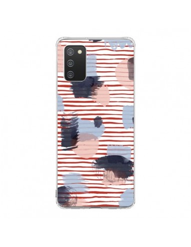Coque Samsung A02S Watercolor Stains Stripes Red - Ninola Design
