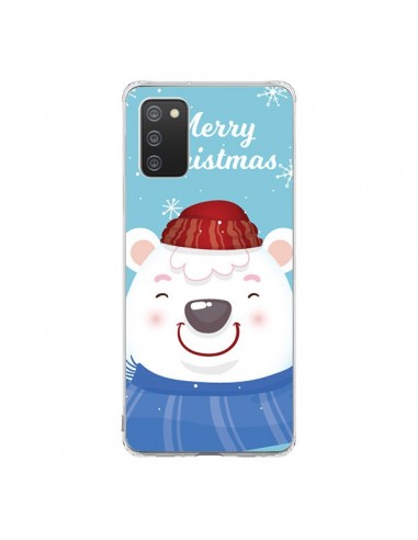 Coque Samsung A02S Ours Blanc de Noël Merry Christmas - Nico