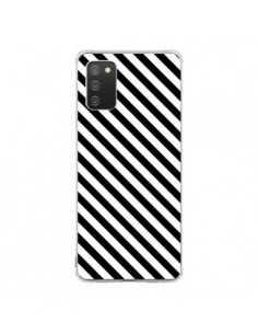 Coque Samsung A02S Bonbon Candy Noire et Blanche Rayée -...