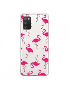 Coque Samsung A02S flamant Rose et Flamingo Transparente...