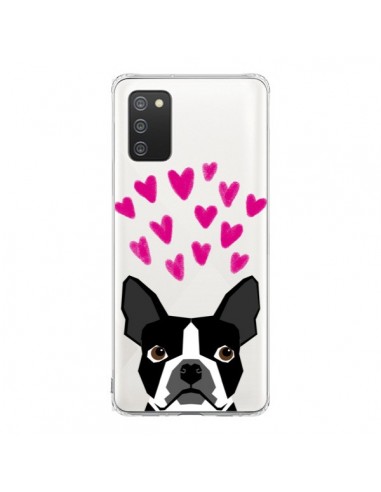 Coque Samsung A02S Boston Terrier Coeurs Chien Transparente - Pet Friendly