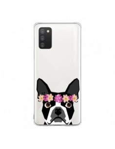 Coque Samsung A02S Boston Terrier Fleurs Chien...