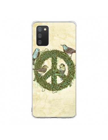 Coque Samsung A02S Peace And Love Nature Oiseaux - Rachel Caldwell