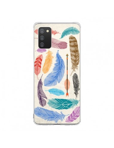 Coque Samsung A02S Feather Plumes Multicolores - Rachel Caldwell
