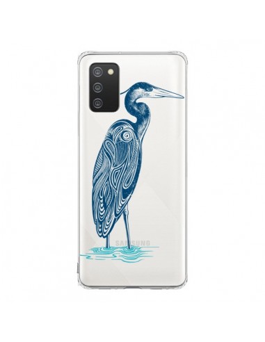 Coque Samsung A02S Heron Blue Oiseau Transparente - Rachel Caldwell