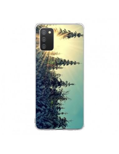 Coque Samsung A02S Hiver Paysage Neige Montagnes Sapins Ski - R Delean