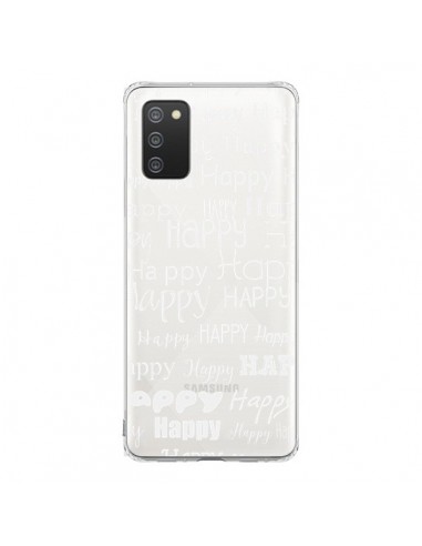 Coque Samsung A02S Happy Happy Blanc Transparente - R Delean