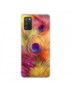 Coque Samsung A02S Plume de Paon Multicolore - Sylvia Cook