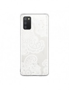 Coque Samsung A02S Lacey Paisley Mandala Blanc Fleur...