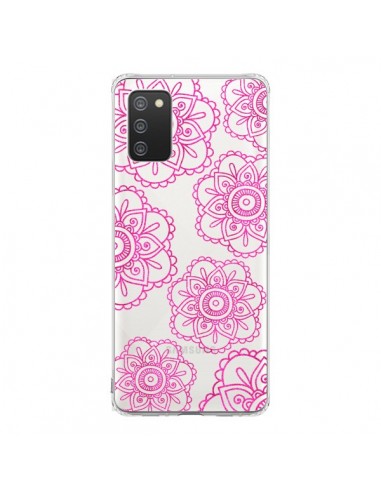 Coque Samsung A02S Pink Doodle Flower Mandala Rose Fleur Transparente - Sylvia Cook