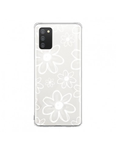 Coque Samsung A02S Mandala Blanc White Flower Transparente - Sylvia Cook