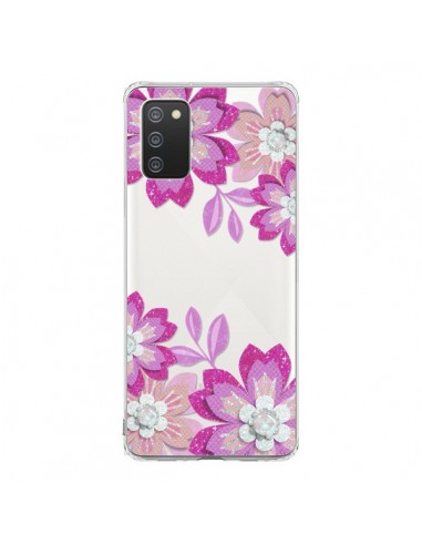 Coque Samsung A02S Winter Flower Rose, Fleurs d'Hiver Transparente - Sylvia Cook