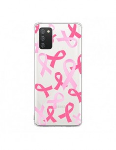 Coque Samsung A02S Pink Ribbons Ruban Rose Transparente -...