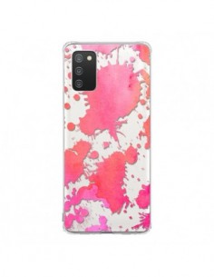 Coque Samsung A02S Watercolor Splash Taches Rose Orange...