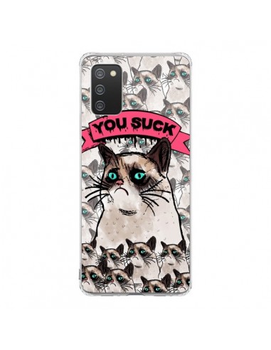 Coque Samsung A02S Chat Grumpy Cat - You Suck - Sara Eshak
