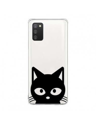 Coque Samsung A02S Tête Chat Noir Cat Transparente - Yohan B.