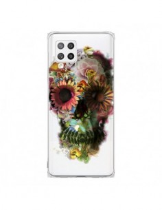 Coque Samsung A42 Skull Flower Tête de Mort Transparente...