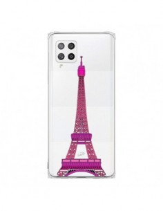 Coque Samsung A42 Tour Eiffel Rose Paris Transparente -...