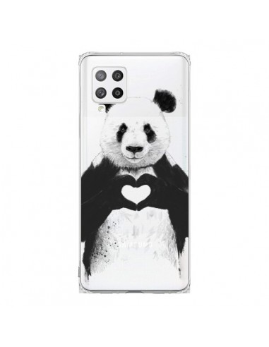 Coque Samsung A42 Panda All You Need Is Love Transparente - Balazs Solti