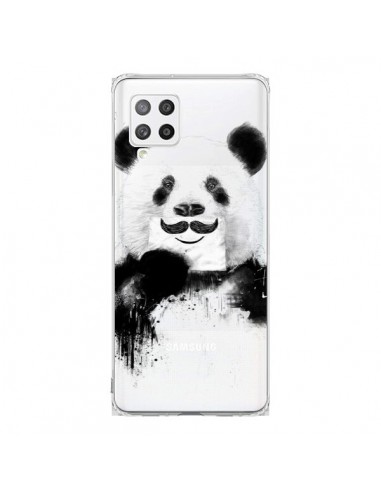 Coque Samsung A42 Funny Panda Moustache Transparente - Balazs Solti