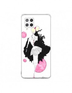 Coque Samsung A42 Demoiselle Femme Fashion Mode Rose -...