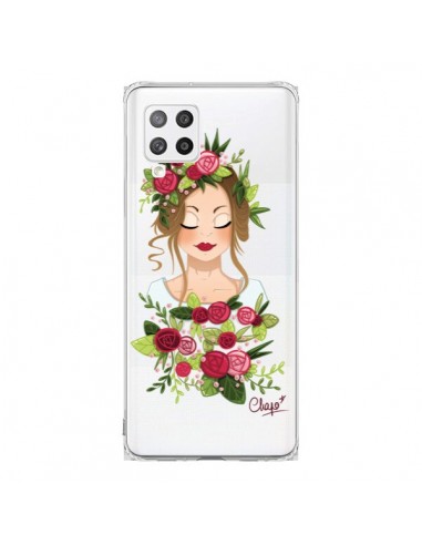 Coque Samsung A42 Femme Closed Eyes Fleurs Transparente - Chapo