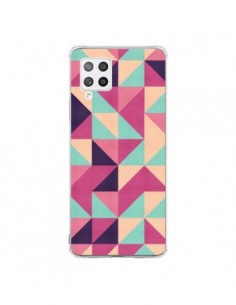 Coque Samsung A42 Azteque Triangle Rose Vert - Eleaxart