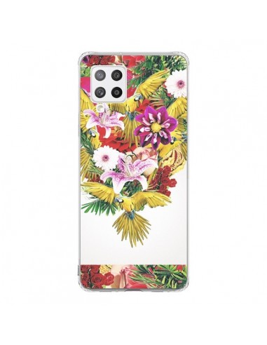 Coque Samsung A42 Parrot Floral Perroquet Fleurs - Eleaxart