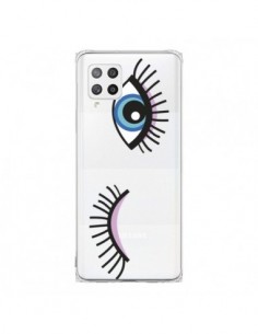 Coque Samsung A42 Eyes Oeil Yeux Bleus Transparente -...