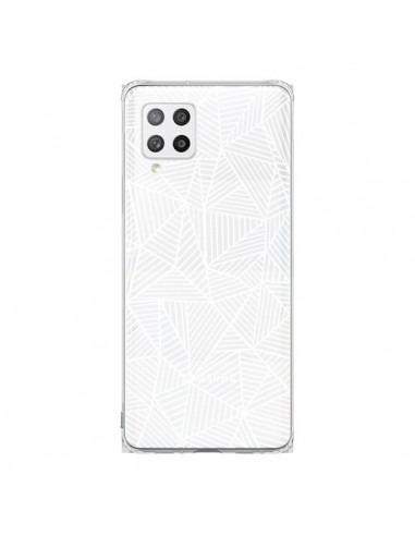 Coque Samsung A42 Lignes Grilles Triangles Full Grid Abstract Blanc Transparente - Project M