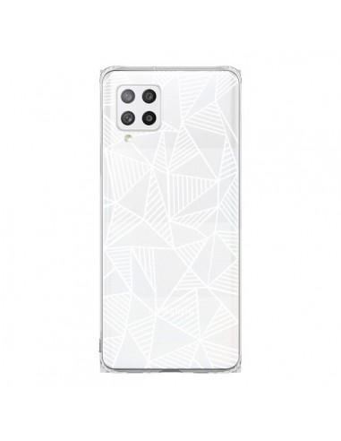 Coque Samsung A42 Lignes Grilles Triangles Grid Abstract Blanc Transparente - Project M