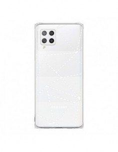 Coque Samsung A42 Lignes Points Abstract Blanc...